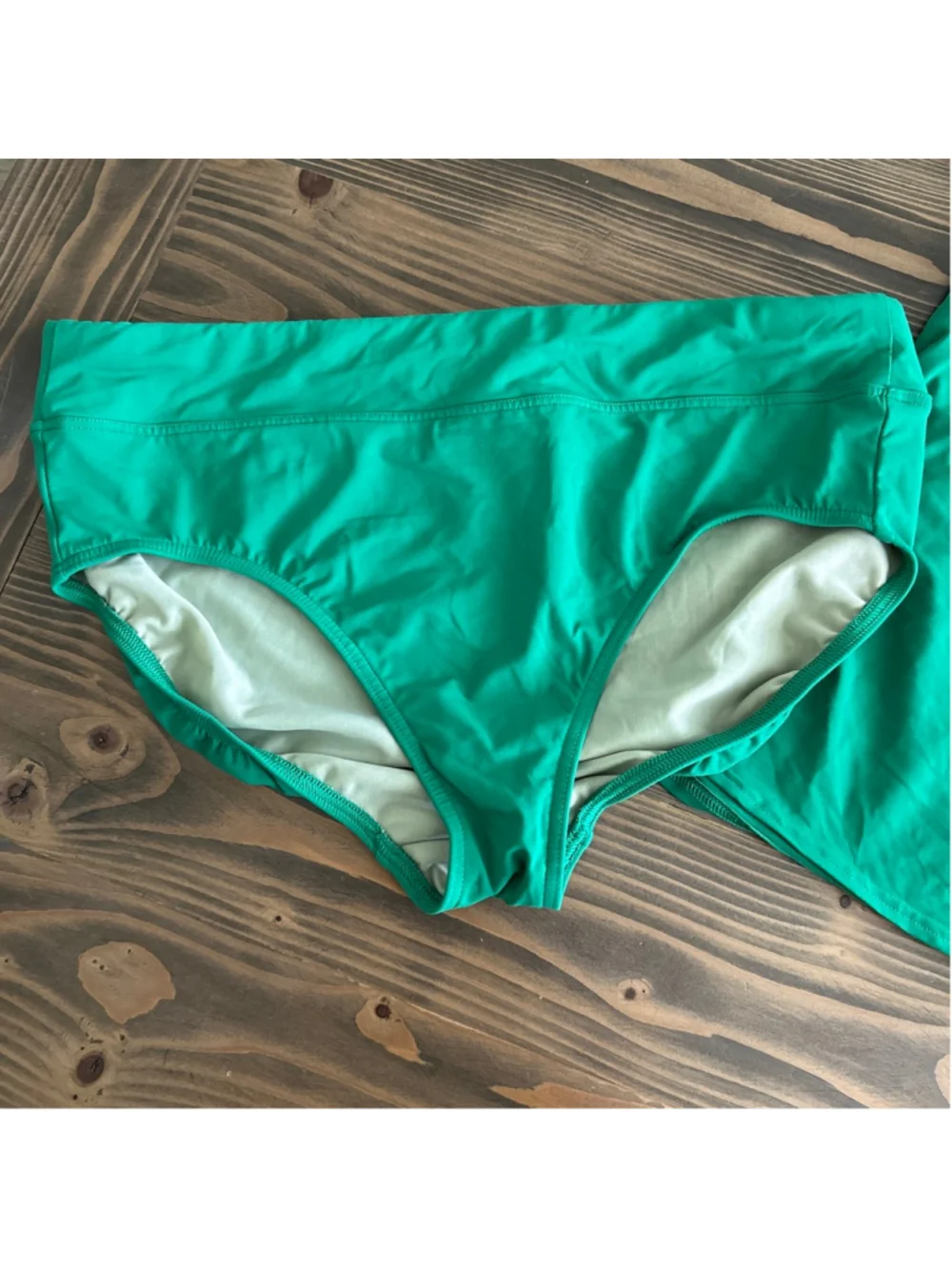 Lands' End Tankini Swimsuit Womens 14 Green Halter 2 Piece Set